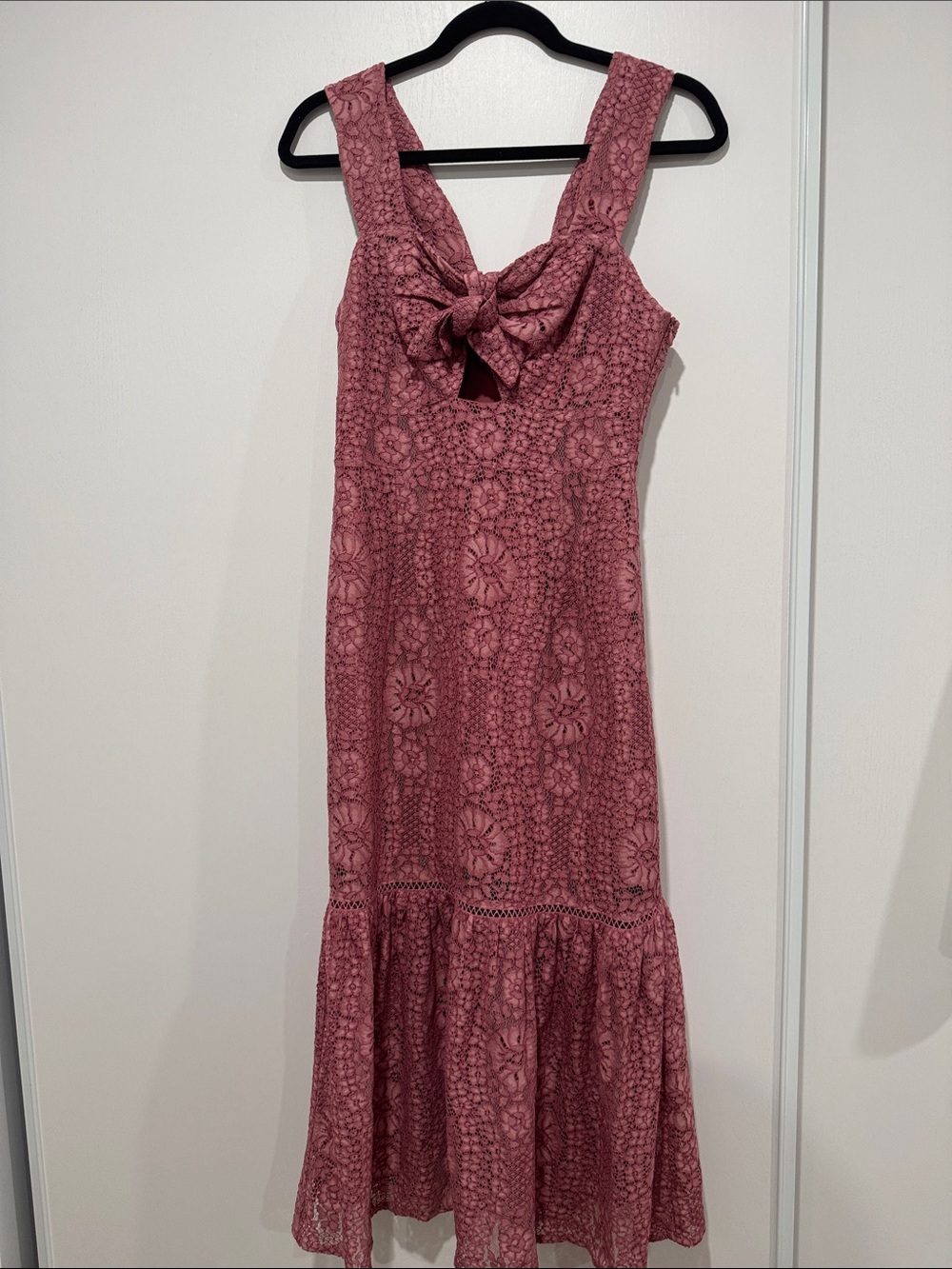 foxiedox Rose Lace Midi Dress with Front Knot